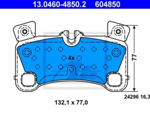 Set placute frana spate ate pt vw touareg, audi q7