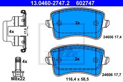 Set placute frana spate Audi A4 2.0