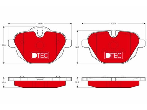 Set placute frana spate TRW, Bmw Seria 5 (F10/F11), 2009-2017, I8 (I12), 03.2014-06.20, X3 (F25), 09.10-08.17, X4 (F26), 05.2013-03.2018, Z4 Roadster (E89), 02.09-08.16, spate, puntea spate