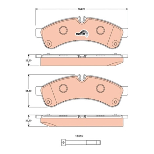 Set placute frana spate TRW, IVeco Daily IV, 2006-2014, Daily VI, 2014-, spate, puntea spate