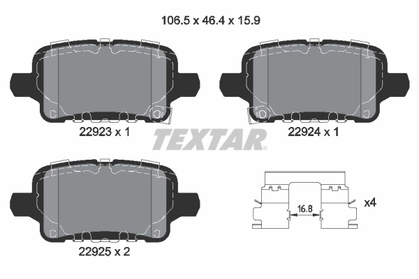 Set placute frana Textar CHEVROLET (SGM) MALIBU XL (EG5) 2016-2021 - 2292301