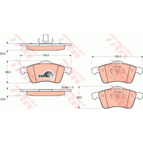 Set placute frana Trw GDB1282, parte montare : Punte fata, Volkswagen Transporter T4, 1990-2003,