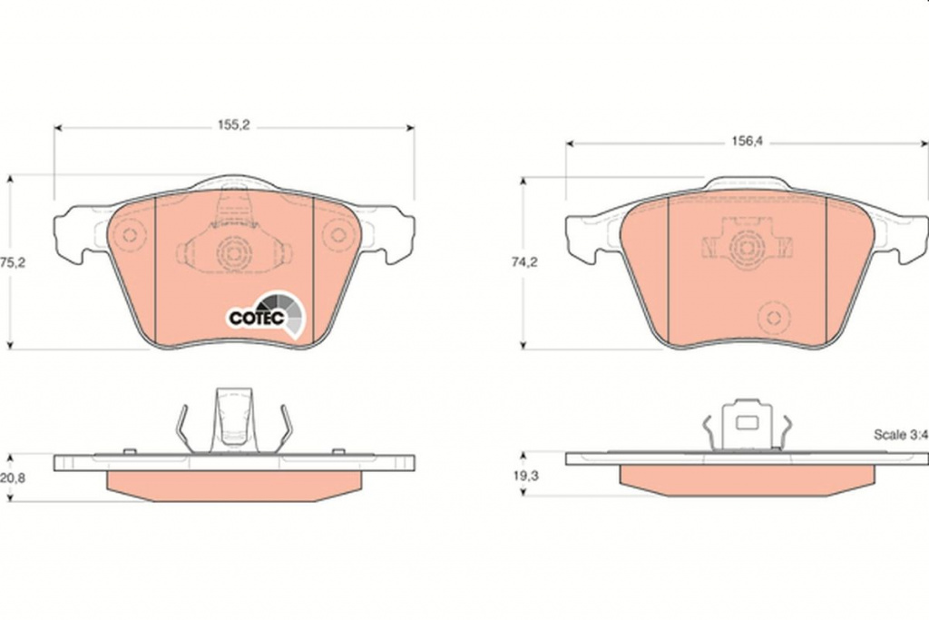 Set placute frana, TRW GDB1565 pentru VOLVO XC90 I (275), XC90 I (275) 20022015