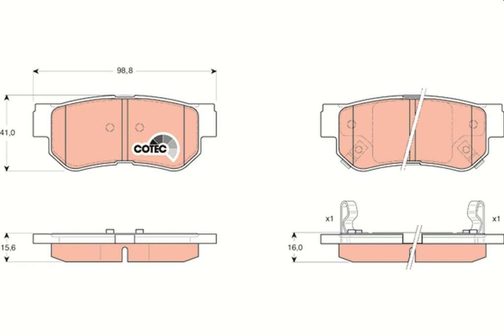 Set placute frana, TRW GDB3284 pentru HYUNDAI ELANTRA III limuzina (XD), SANTA Fe I Autoutilitara/SUV (SM) 20002006