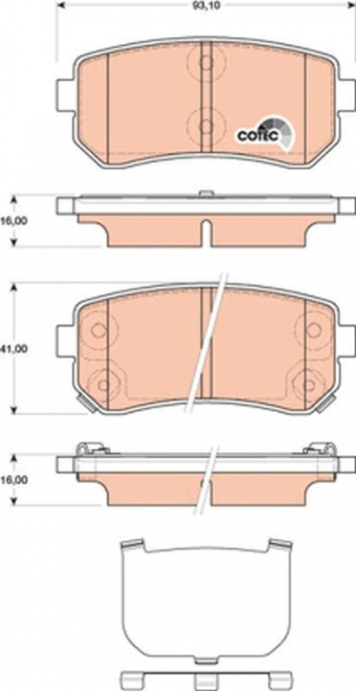 Set placute frana, TRW GDB3474 pentru HYUNDAI TUCSON (JM), ix35 Van 20092015