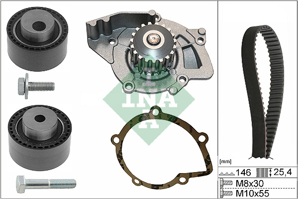 Set pompa apa + curea dintata (530044631 INA) Citroen,FIAT,LANCIA,PEUGEOT