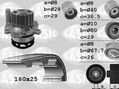 Set pompa apa + curea dintata AUDI A3 (8P1), SKODA LAURA (1Z3), AUDI A3 Sportback (8PA) - SASIC 3906079