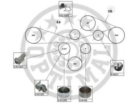 Set pompa apa + curea dintata AUDI A4 limuzina (8D2, B5), AUDI A8 limuzina (4D2, 4D8), VW PASSAT limuzina (3B2) - OPTIMAL SK-1633AQ1