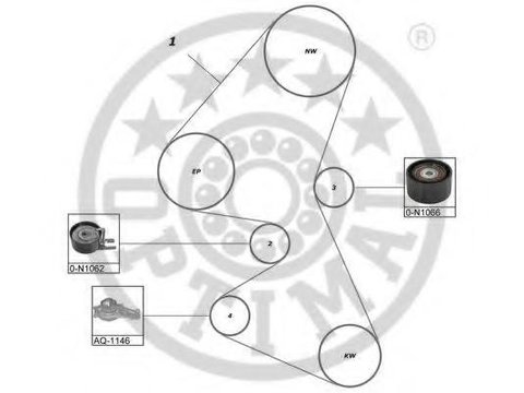 Set pompa apa + curea dintata Citroen BERLINGO I caroserie (M_), Citroen BERLINGO (MF), PEUGEOT RANCH caroserie (5) - OPTIMAL SK-1424AQ1