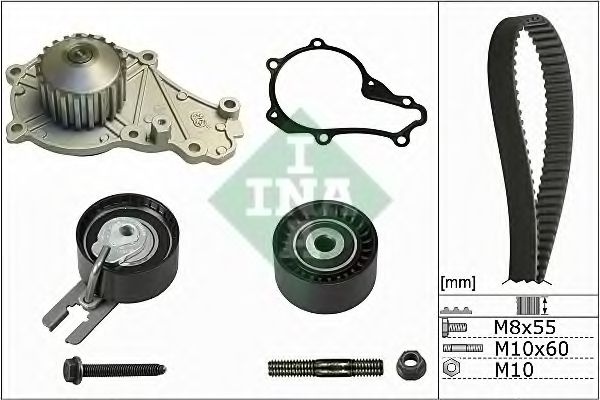 Set pompa apa + curea dintata CITROEN C1 (PM, PN) (2005 - 2016) INA 530 0239 30 piesa NOUA