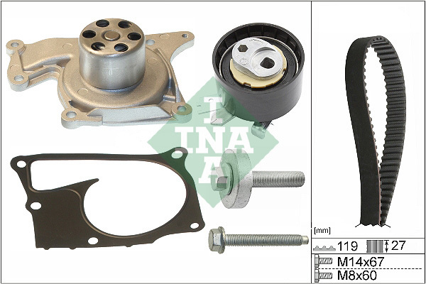 Set pompa apa curea dintata # Nissan Juke 2010 2011 2012 2013 2014 2015 2016 2017 2018 2019 2020 2021 2022 2023 2024 2025 # 530 0607 30 # INA