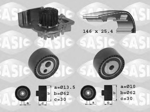 Set pompa apa + curea dintata PEUGEOT 406 cupe (8C), PEUGEOT 607 limuzina (9D, 9U), Citroen C5 I (DC_) - SASIC 3900008