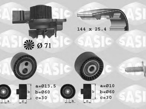 Set pompa apa + curea dintata PEUGEOT 806 (221), Citroen SYNERGIE (22, U6), FIAT ULYSSE (220) - SASIC 3900013