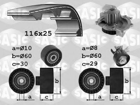 Set pompa apa + curea dintata PEUGEOT 807 (E), Citroen C8 (EA_, EB_), PEUGEOT 407 limuzina (6D_) - SASIC 3900035