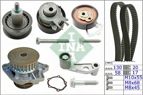 Set pompa apa + curea dintata SEAT CORDOBA (6K2) (1999 - 2002) INA 530 0089 31 piesa NOUA