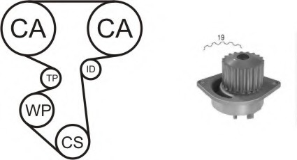 Set pompa apa curea dintata WPK-160002 AIRTEX pentru CitroEn Xsara Peugeot 206 CitroEn Berlingo Peugeot Grand Peugeot Partner Peugeot Ranch CitroEn C3 Peugeot 307