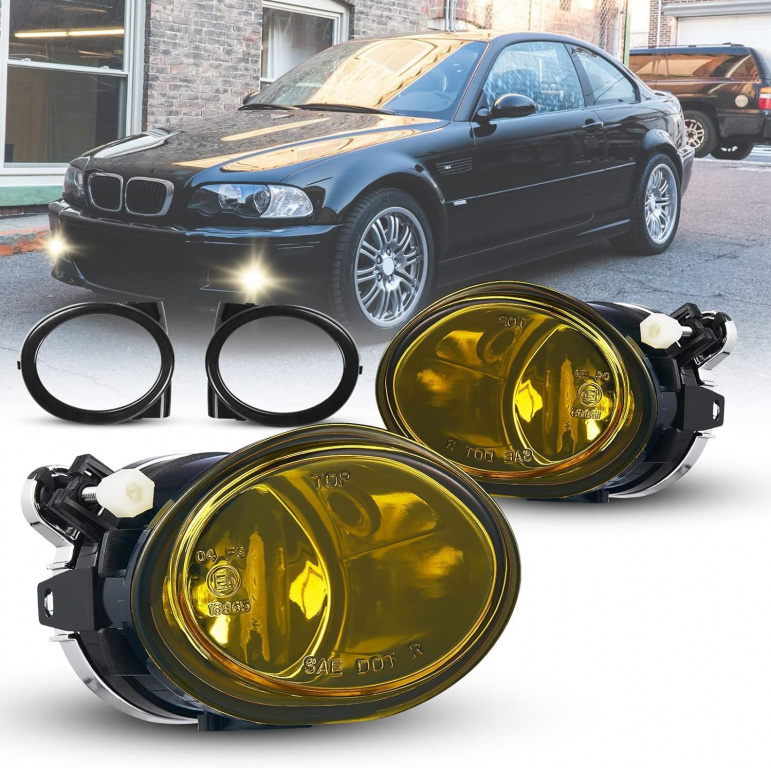 Set Proiectoare Ceata + Ornamente Dreapta + Stanga Am Bmw Seria 3 E46 1998-2005 M-Pachet Galben C00212
