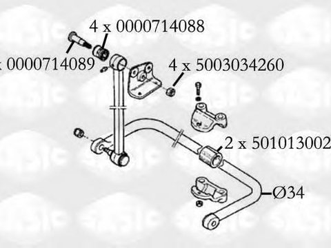 Set reparatie, bucsa bara stabilizatoare - SASIC T251017