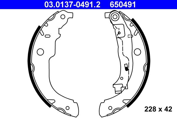 Set saboti frana ATE 03.0137-0491.2 pentru PEUGEOT 208 Caseta/ Hatchback (CR_) 2013-2019
