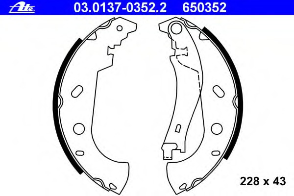 Set saboti frana # Fiat Multipla 1999 2000 2001 2002 2003 2004 2005 2006 2007 2008 2009 2010 # 03 0137 0352 2 # ATE