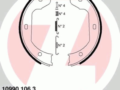 Set saboti frana frana de mana 10990 106 3 ZIMMERMANN pentru Bmw X5 Bmw X6 Bmw Seria 5 Bmw X3 Bmw Seria 7 Bmw Seria 3 Vw Touareg Vw Multivan Vw Transporter Vw Kombi Vw Eurovan Bmw Seria 6 CitroEn Jumper CitroEn Relay