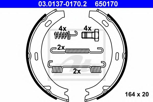 Set saboti frana, frana de mana MERCEDES A-CLASS (W168) (1997 - 2004) ATE 03.0137-0170.2 piesa NOUA