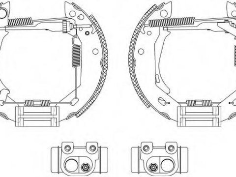 Set saboti frana PEUGEOT 205 (741A/C), PEUGEOT 205 Cabriolet (741B, 20D), PEUGEOT 205 Mk II (20A/C) - HELLA PAGID 8DB 355 003-671