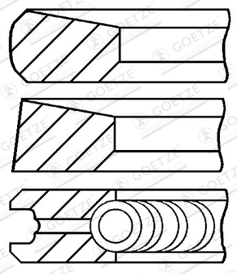 Set segmenti piston GOETZE ENGINE 08-287100-00 model MITSUBISHI PAJERO I (L04_G, L14_G) 4D55-T 2346cc 84cp 62kW 1982 1983 1984 1985 1986