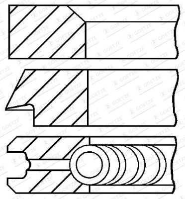 Set segmenti piston GOETZE ENGINE 08-427705-00 pentru LAND ROVER DEFENDER Station Wagon (L316) DT224(PUMA) 2198cc 122cp 90kW 2011 2012 2013 2014 2015 2016