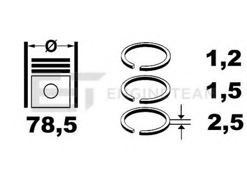 Set segmenti piston R1003900 ET ENGINETEAM pentru CitroEn C3 Peugeot 308 CitroEn Xsara Peugeot 206 Peugeot 307 CitroEn Berlingo Peugeot Grand Peugeot Partner Peugeot Ranch CitroEn C2 CitroEn C4 Peugeot 1007 Peugeot 207