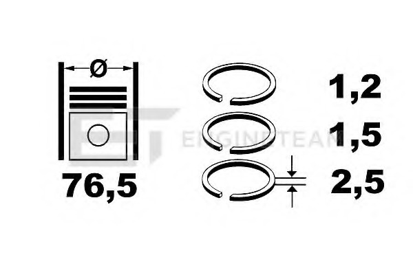 Set segmenti piston R1005400 ET ENGINETEAM pentru Seat Ibiza Skoda Fabia Seat Cordoba Vw Fox Skoda Praktik Skoda Roomster