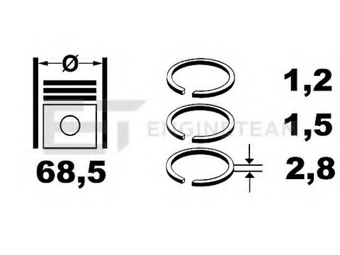 Set segmenti R1001200 ET ENGINETEAM pentru Chevrolet Matiz Chevrolet Spark Daewoo Tico Daewoo Matiz