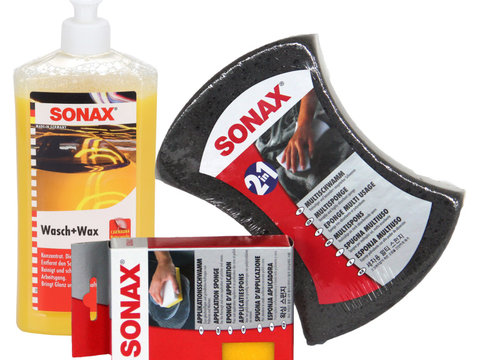 Set Sonax Sampon Cu Ceara 500ML 313200 + Sonax Burete Polish Aplicator 417300 + Sonax Burete Spalare Auto 2 in 1 428000