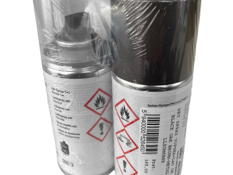 Set Spray Vopsea + Lac Oe Volkswagen Negru Maro Black Oak Brown-Metalic LB8R 2 X 150ML LLS0M6B8R
