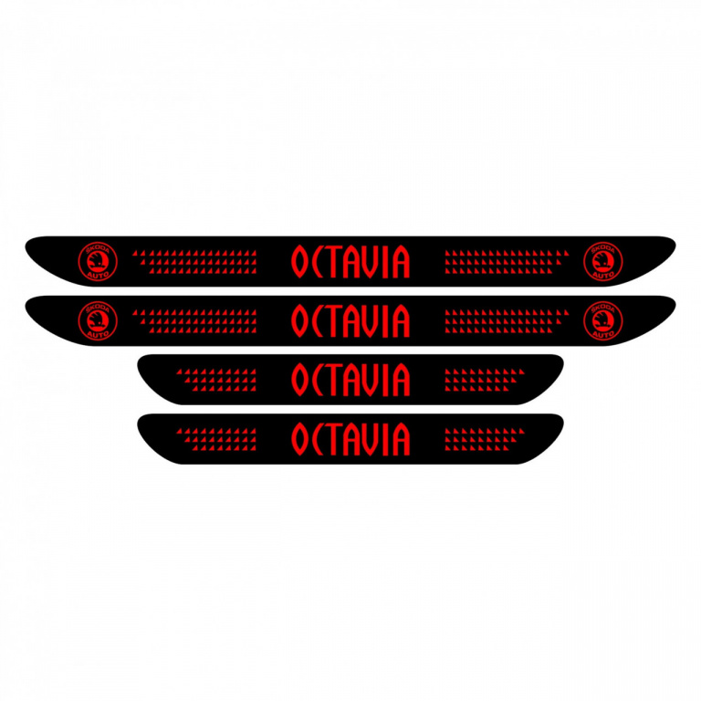 Set stickere praguri Octavia, negru - rosu, sticker decorativ D0DKXZBBM