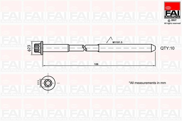 Set surub chiulasa B1139 FAI AUTOPARTS pentru Renault Gran Renault Megane Renault Kangoo Nissan Kubistar Dacia Duster Nissan Cube Renault Grand Renault ScEnic Dacia Sandero Dacia Logan Renault Symbol Renault Thalia Nissan Dualis Nissan Qashqai Nissan