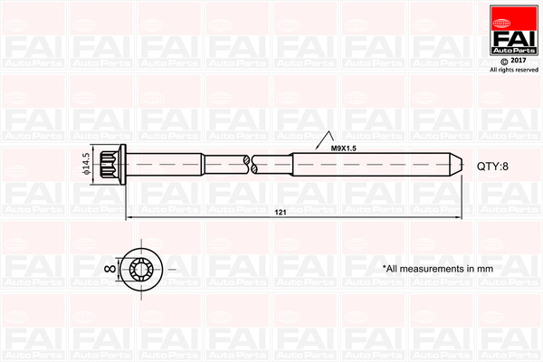 Set surub chiulasa B2120 FAI AUTOPARTS pentru Toyota Vitz Toyota Yaris Toyota Yarisvitz Peugeot 107 CitroEn C1 Peugeot 108