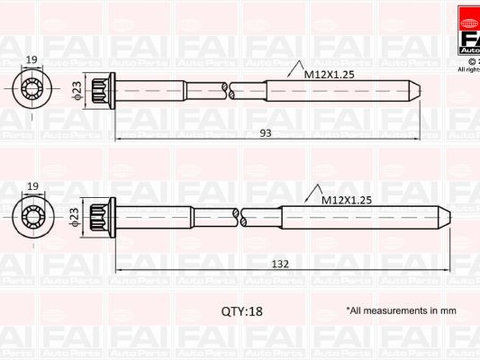 Set surub chiulasa B2201 FAI AUTOPARTS pentru Kia Carnival Kia Sedona Hyundai Terracan Kia K2900