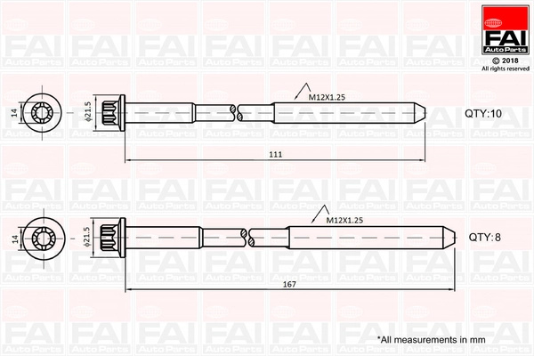 Set surub, chiulasa FAI AutoParts B2124 model TOYOTA LAND CRUISER 90 (_J9_) 2000 2001 2002
