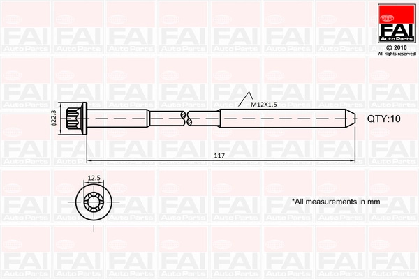 Set suruburi chiulasa FAI AutoParts RENAULT TRAFIC II caroserie (FL) 2001-2011 - B1018