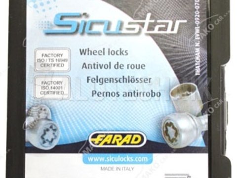 SICUSTAR SET ANTIFURT ROTI-M12X1.50X31,BOLTURI HEXAGON 17