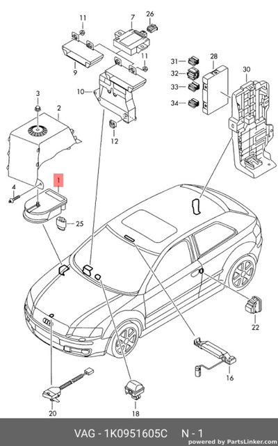 Sirena alarma 1K0951605C Volkswagen Passat B6 2.0 