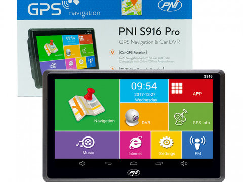 Sistem de navigatie GPS + DVR PNI S916 PRO ecran 7 inch cu Android 6.0, memorie 16 GB, 1GB DDR3 RAM PNI-S916PRO