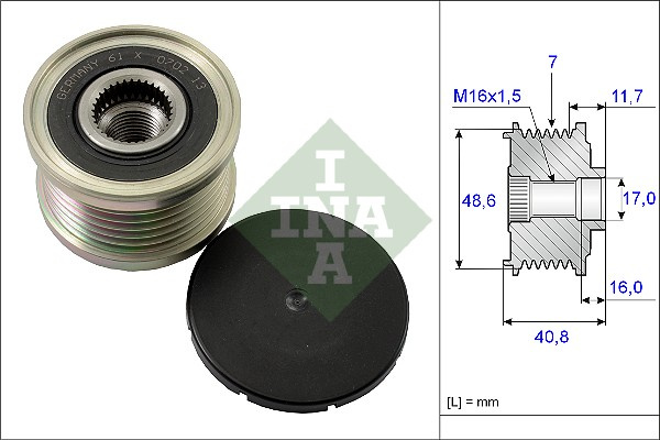 Sistem roata libera, generator (535 0080 10 535008010 INA) DACIA,FIAT,MERCEDES-BENZ,NISSAN,OPEL,RENAULT,SAMSUNG,VAUXHALL ALASKAN|ARKANA|CAPTUR|CITAN|CLIO|CLIO, CLIO MIO, LUTECIA|DOKKER|DOKKER Express|