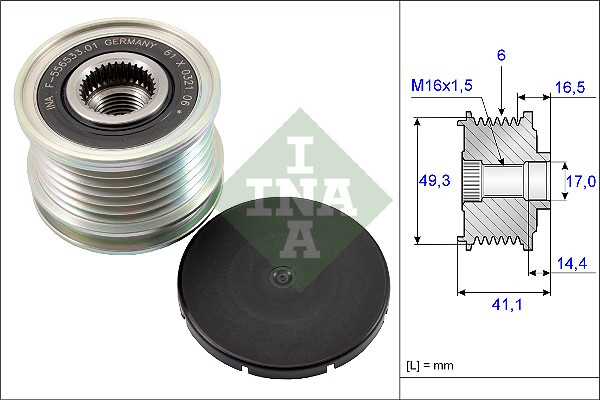 Sistem roata libera, generator (535 0178 10 535017810 INA) CITRO�N,DS,DS (CAPSA),MINI,OPEL,PEUGEOT,PEUGEOT (DF-PSA),VAUXHALL 2008|207|207 CC|207 SW|207, 207/207+|208|3008|308|308 CC|308 SW|407|5008|50