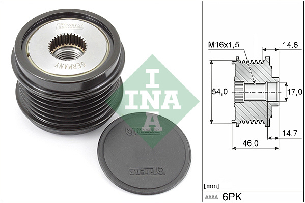 Sistem roata libera, generator (535 0308 10 535030810 INA) CITRO�N,DS,OPEL,PEUGEOT,TOYOTA,VAUXHALL 2008|208|3008|301|308|308 SW|5008|508|508 SW|BERLINGO|BERLINGO MULTISPACE|C-ELYSEE|C3|C3 AIRCROSS|C3