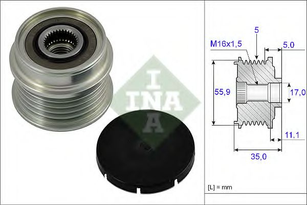 Sistem roata libera, generator AUDI A4 Avant (8ED, B7) (2004 - 2008) INA 535 0005 10 piesa NOUA