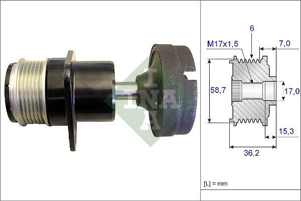 Sistem roata libera, generator FORD FOCUS 2001-2012 INA 535015710