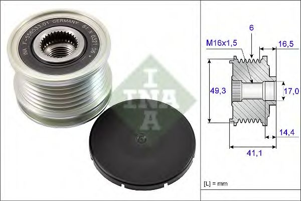 Sistem roata libera, generator PEUGEOT 2008 (2013 - 2016) INA 535 0178 10 piesa NOUA