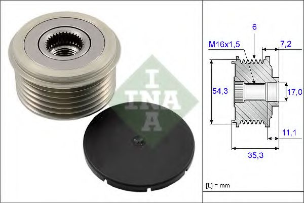 Sistem roata libera, generator PEUGEOT 806 (221) (1994 - 2002) INA 535 0039 10
